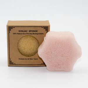 7g Hexagon Facial Konjac Cleansing Sponge With Bamboo Charcoal