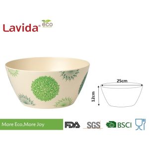 Large Disposable Biodegradable Natural Bamboo fibre Bowl Round Shape Melamine