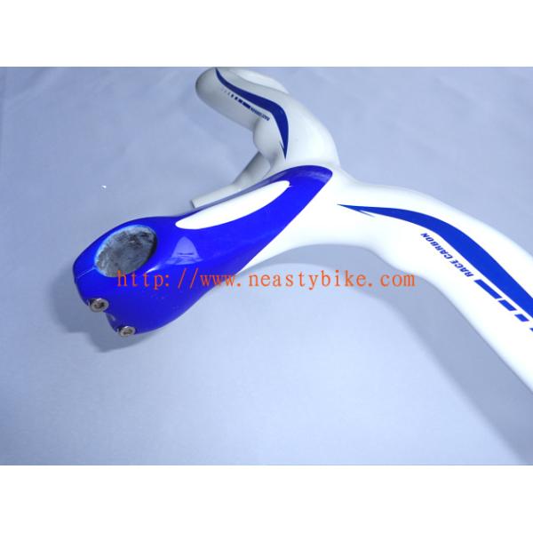 HB-NT13 Full Carbon White+Blue Road Bike/Bicycle Handlebar with integrated Stem
