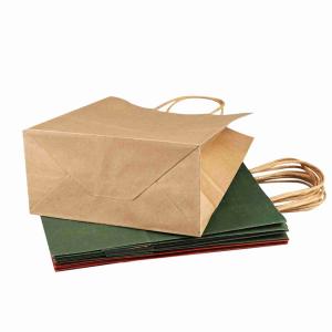 Kuaima Eco Friendly Brown Paper Kraft Bags Bulk Carrier With Twisted Handle
