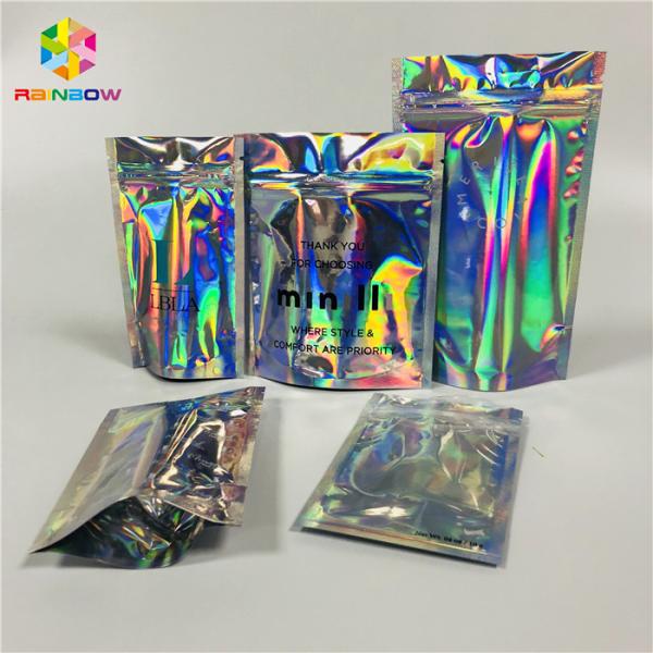 Clear Window Cosmetic Packaging Bag Customized Printing Plastic Hologram Mylar Pouch
