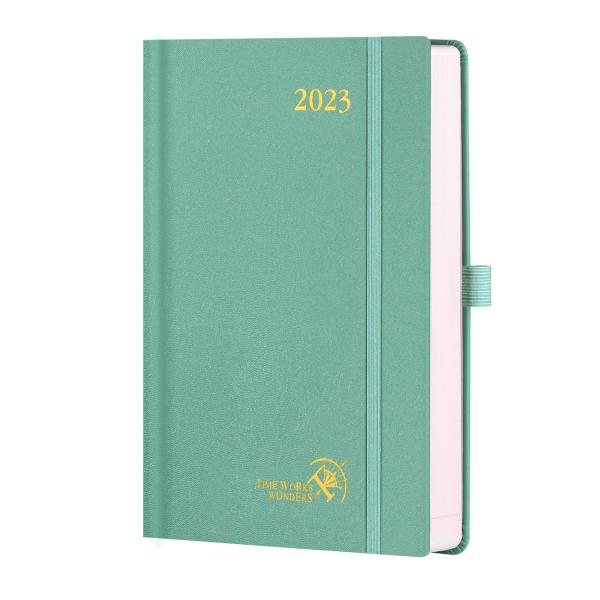 Buy Hardcover Weekly Planner 2023 Light Green Customization Daily Schedule Paper Pocket at wholesale prices