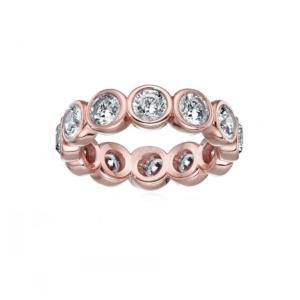 CLASSIC Ins 18K Gold Plated Bezel Setting CZ Eternity Band 925 Sterling Silver