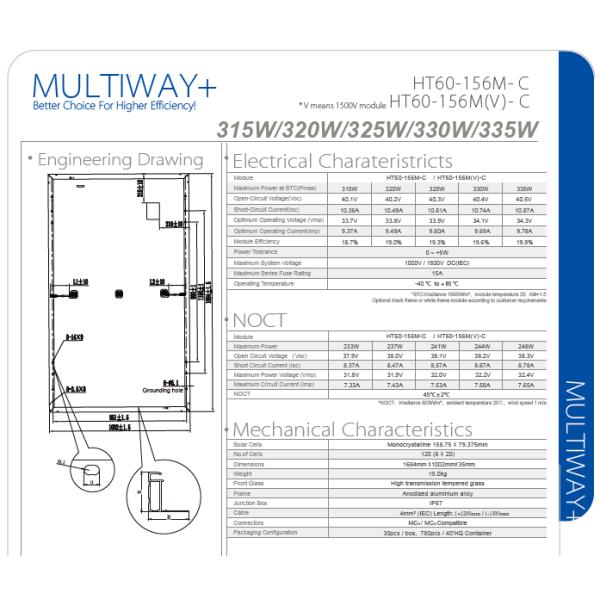 High Efficiency Mono Solar Cells Kit 5BB Wholesale China 315W 320W Top Quality