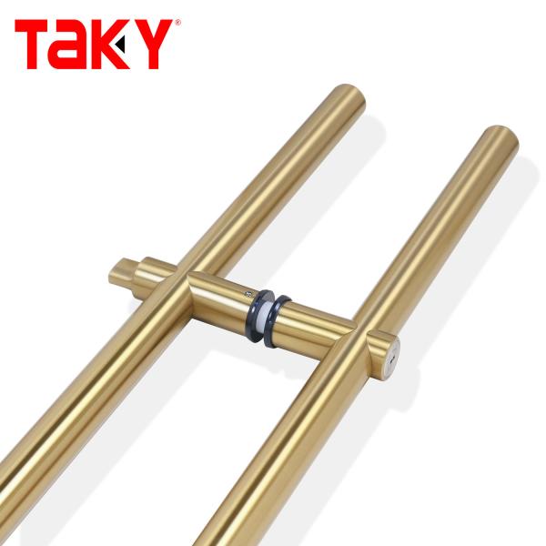 Luxury H Type Stainless Steel Entrance Frameless Door Handles Lockable Glass Door Handle