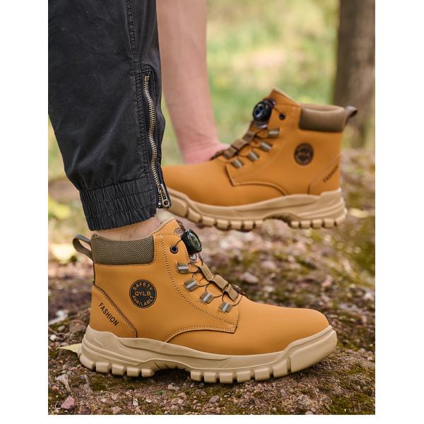 Wheat Security Work Boots Microfiber Leather Safety Boots With Stab-smash Steel Toe Kevlar Midsole And EVA Sole