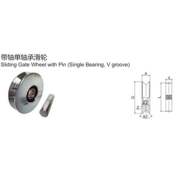 Various sizes V groove single bearing zinc plated sliding gate support wheel with fixing bolt