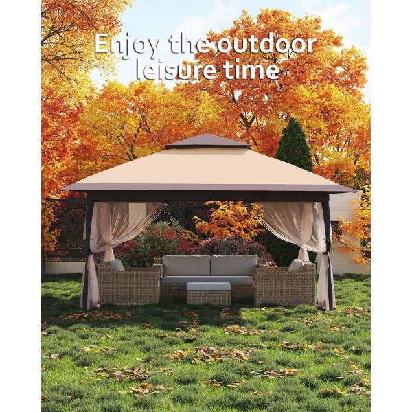 Wind-Proof Hardtop Metal Gazebo With Ceiling Fans Up To 75 Mph Wind Rating