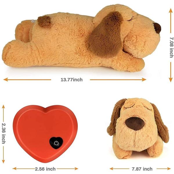 Durable Softdog Teething Toys Anxiety Relief Sleeping Animal Plush Squeak With Heartbeat
