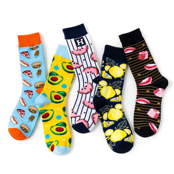 Trendy Men's Stylish gourmet burger pizza cartoon cotton socks creative personality socks