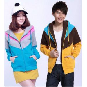Quality Zip-up Hoodies Sweatshirts , Couple Clothes , Blue Anti-Wrinkle for sale
