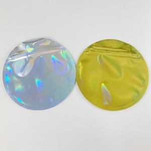 Holographic Mylar Printed Coin Zipper Packaging Bags Circle Shaped 3.5g