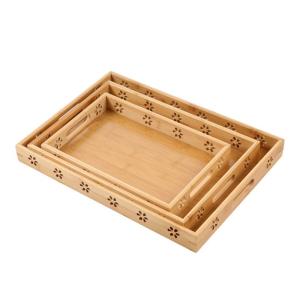 Quality Tabletop Large Bamboo Serving Platter Trays With Handles Restaurant Hotel for sale