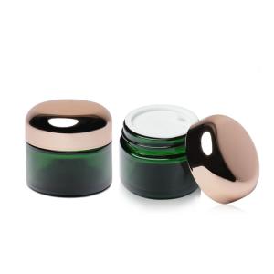 20g 30g Green Glass Cosmetic Jars Straight Round With Screw Cap