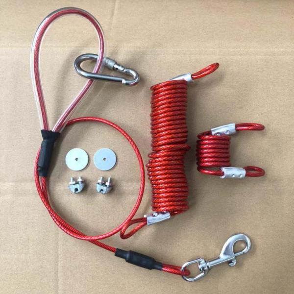 Dog tie out cable close-up