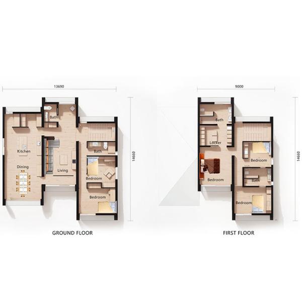 4 Bedroom Modern Two-Storey Modular Home Light Steel Frame Prefab For Family Life