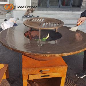 Pre Weathered Corten Steel Firepits Charcoal Barbecue Pit Customizable Size