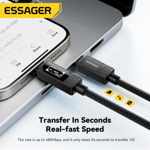 ESSAGER ES-X74 100W 5A Usb C to Usb C Data Cable With Led Display