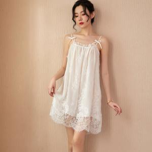 Lace Temptation Mesh Nightdress Loose Sleeveless Sling Sexy Womans Pajamas