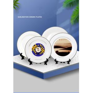 Coated White Sublimation Ceramic Plates With Gold Trim Blanks