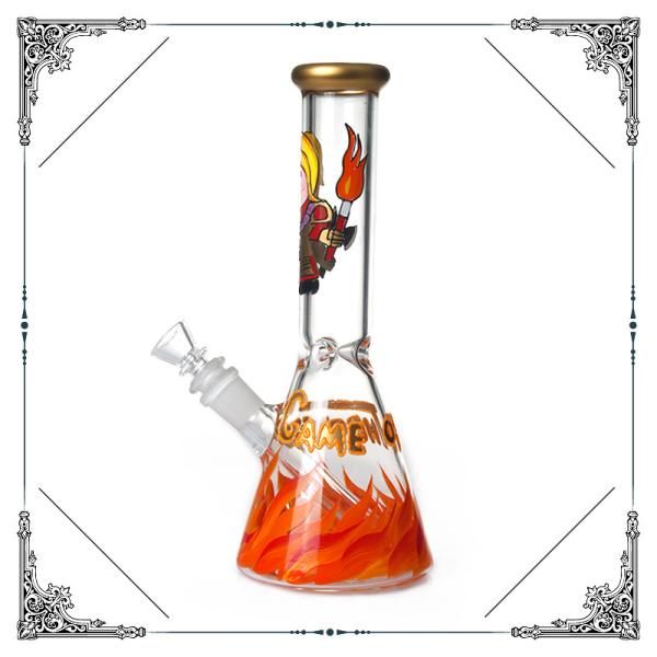 New 10 Inches Glass Beaker Bong Game of Thrones Art Glass Smokig Water Pipe