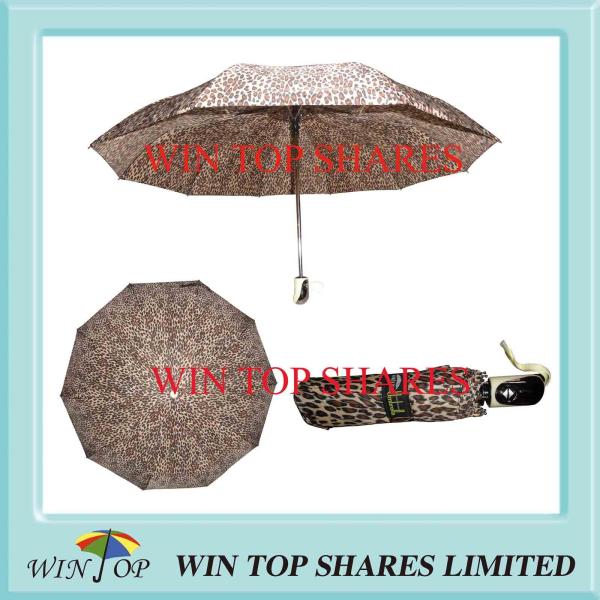 Buy 21.5" X 10k Auto Open Close Leopard Umbrella Parasol at wholesale prices