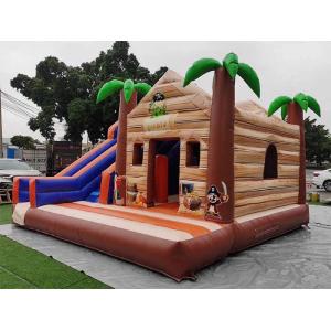Safe And Durable Palm Tree Bouncy Castle Pirate Jungle Bounce House With Slide
