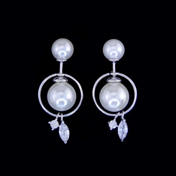 Ture 925 Sterling Silver S Symbol Drop Earrings With Pearl Minimalist Style