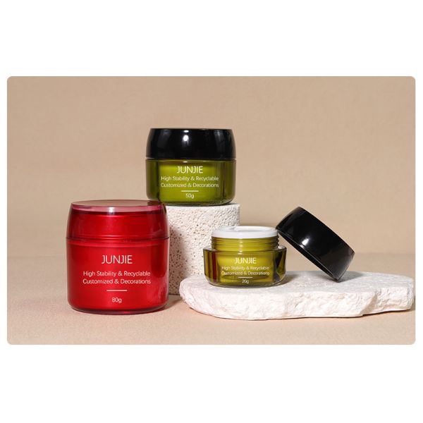 Luxury Custom 80g Plastic Jar Empty Body Face Skin Care Acrylic Cream Jar Cosmetic Round Red Green Jar Packaging