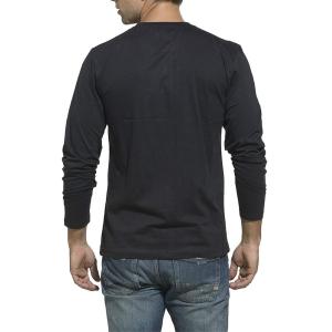 O - Neck Collar Black Long Sleeve Shirt Mens Eco Friendly With Blue Letter