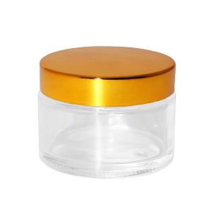 Mirror Finish Golden Colored Lid Transparent Glass Cream Jars 30g Portable