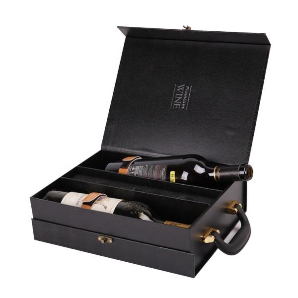 2 Bottle Custom Wine Boxes Cardboard Three - Dimensional Cut Beautiful Corner