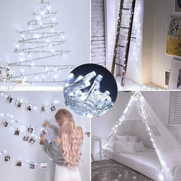Battery Operated Blue String Lights 100 LED Copper Wire Twinkle Lights For Christmas DIY Decor