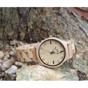 Bamboo Ebony Wooden Wrist Watch With Wood Diamond Dial White