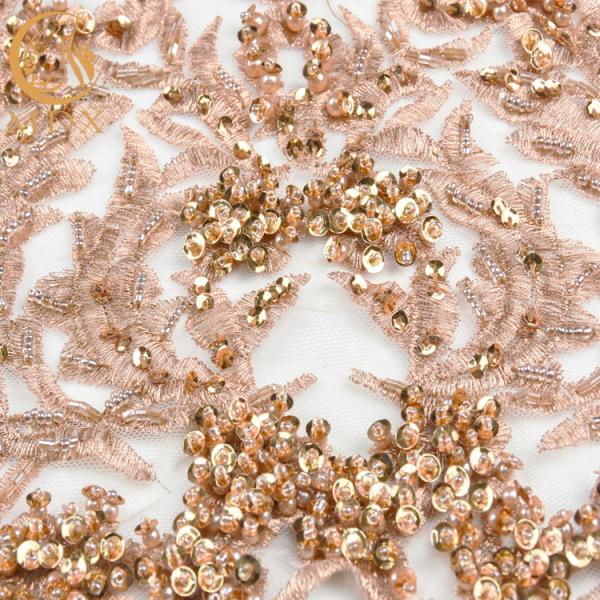 Exquisite Luxury Beaded Wedding Dress Fabric Decoration 3D Embroidery