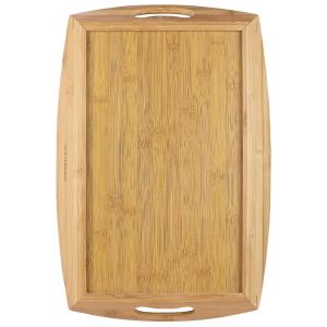 extra large bamboo wood bed serving tray with oval handle