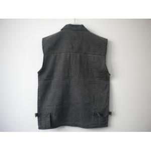 mens vest in 100% polyester, washed fabric, black, fishing vest, S-3XL