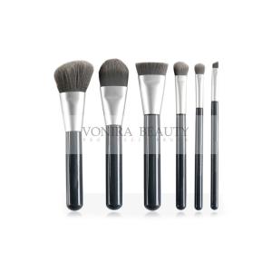 China Glossy Black Vegan Free Synthetic Makeup Brushes Duo Tone Bristles on sale