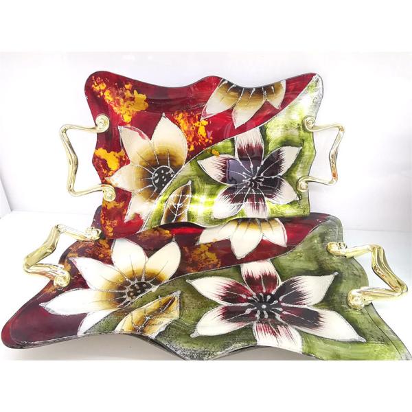 32cmx20cm Restaurant Custom Art Painted Glass Compote