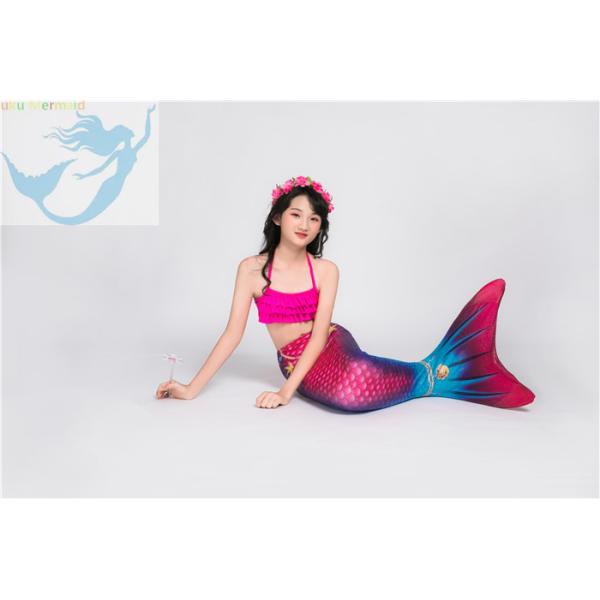 Buy Children Pink Mermaid Tail Swimming Costume Multifunctional Fade Resistant Fabric at wholesale prices
