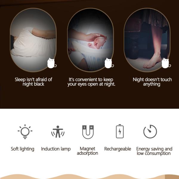 Decorative Atmosphere 800MAH 0.3w Motion Sensor Bedroom Night Light