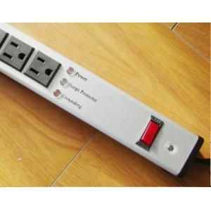 11 Flat Plug Surge Protector Power Strip , Long Cord Power Bar Horizontal /