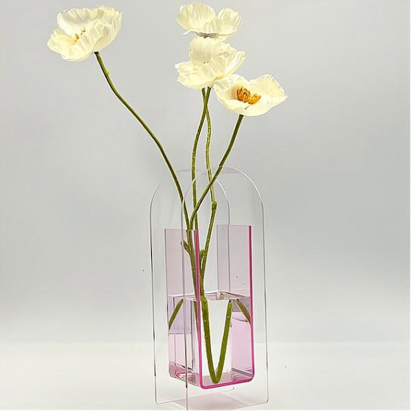U Shape Bending Rainbow color Flower Acrylic Vase For Home Decor Or Wedding Table