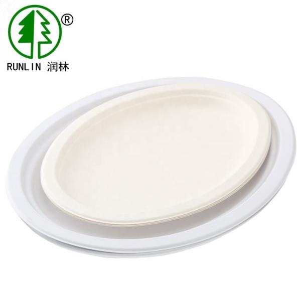 Buy Eco Friendly Biodegradable Factory Price Oval Shape Bagasse Plate at wholesale prices
