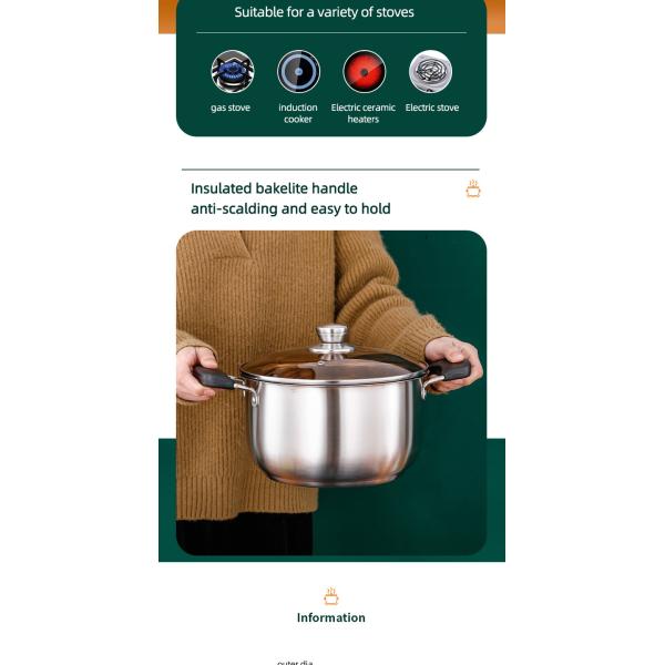 Wholesale Top Seller Double Bottom Induction Stew Pot Shabu Pot Stainless Steel Cooking Stock Soup Pot