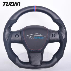 Black Tesla Carbon Fiber Steering Wheel High Heat Resistance Durability