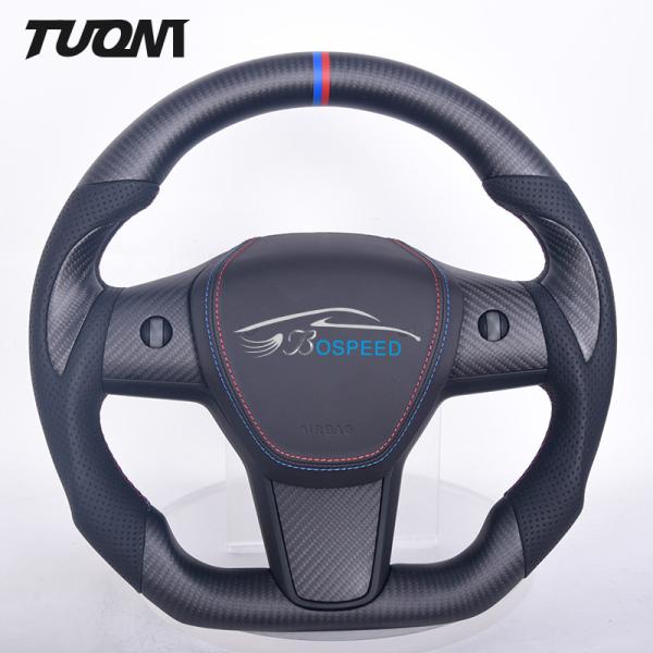 Buy Black Tesla Carbon Fiber Steering Wheel High Heat Resistance Durability at wholesale prices