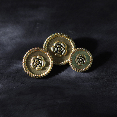 18mm light gold metal flower shape round high feet decorative jacket sweater coat button suit button