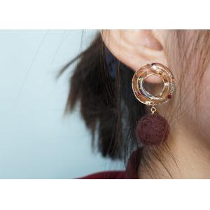 Christmas Tale Wild Flower Felt Ball Blanket Ball Ring Green Ear Stud / Resin