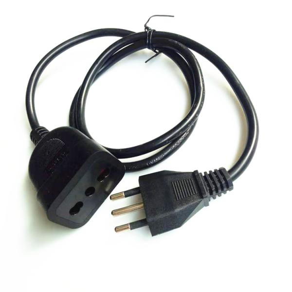 Italy 3pin black extension power cord 0.5m1m2m3m-10m copper power extension cable